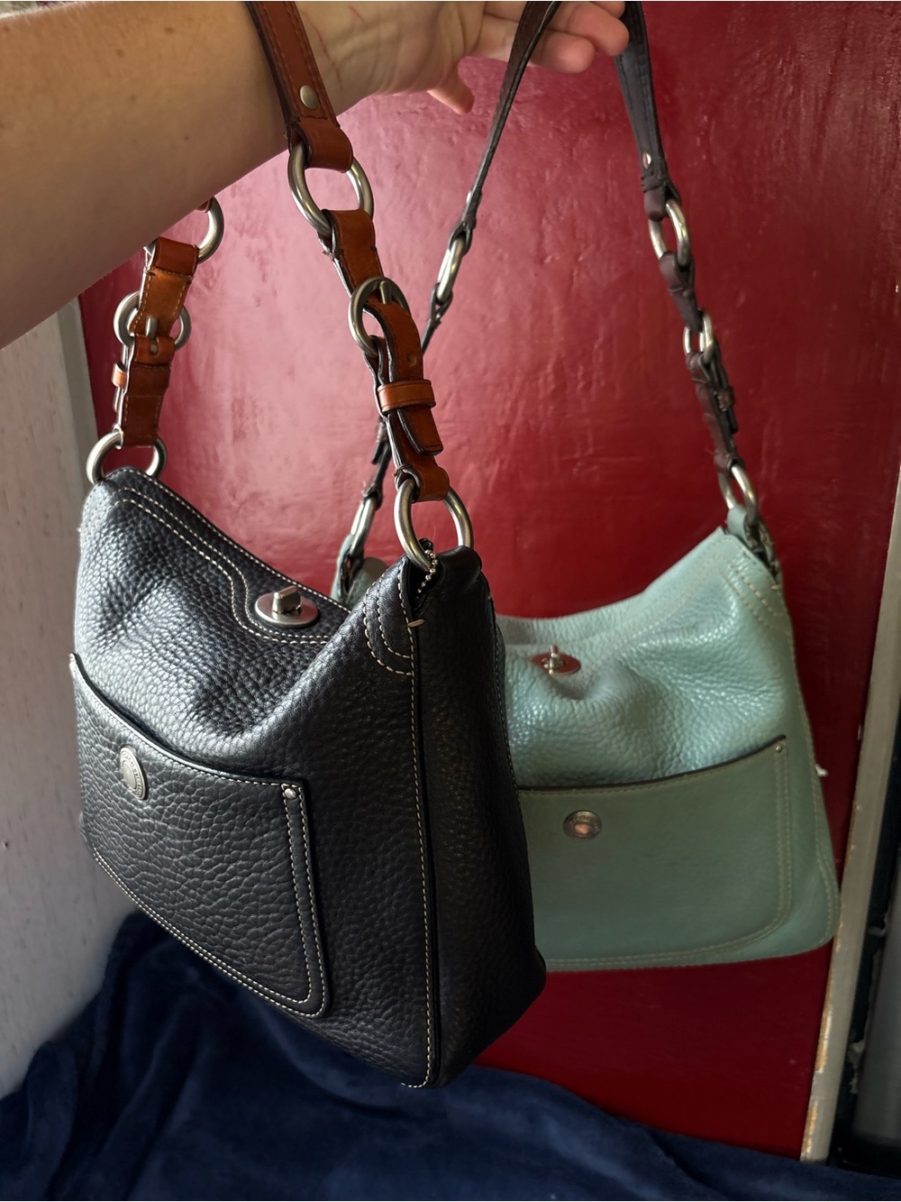 Coach Chelsea turnlock purse bundle vintage leather bag authentic blue brown